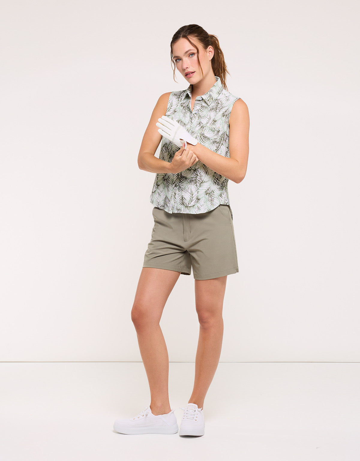 Green Tropical Sleeveless Shirt - Salin