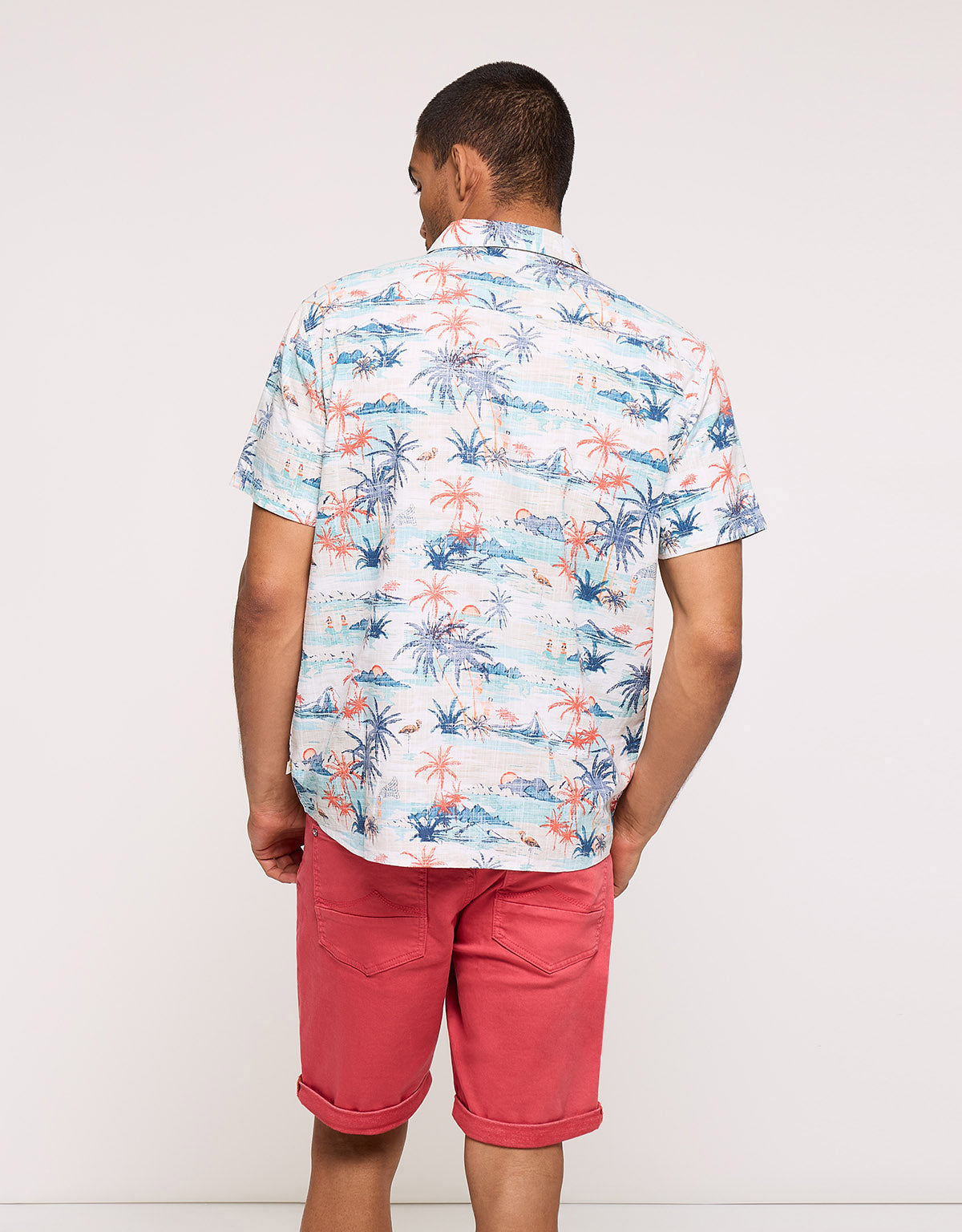 Tropical Short Sleeve Shirt White - Omen
