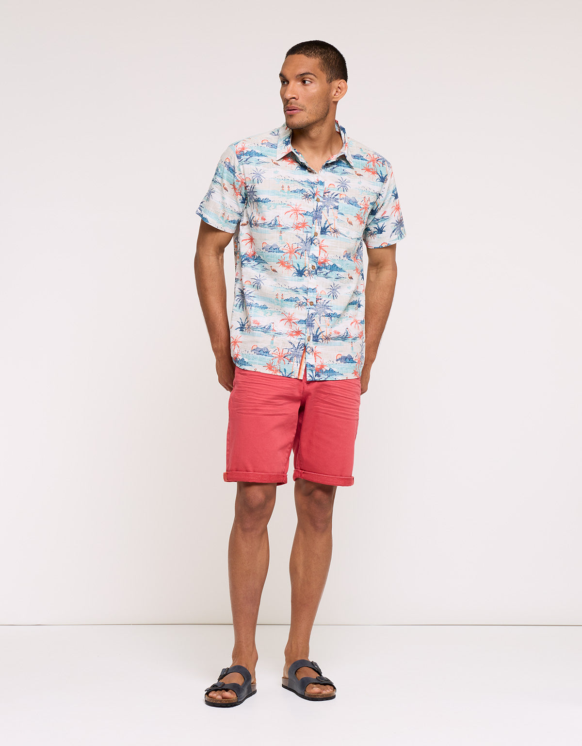 Tropical Short Sleeve Shirt White - Omen