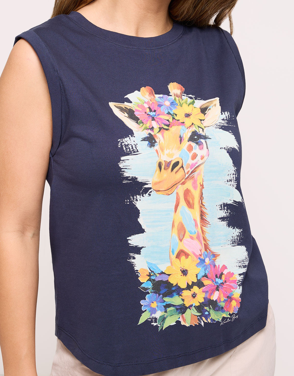 Navy Blue Strap T-shirt - Jirilda