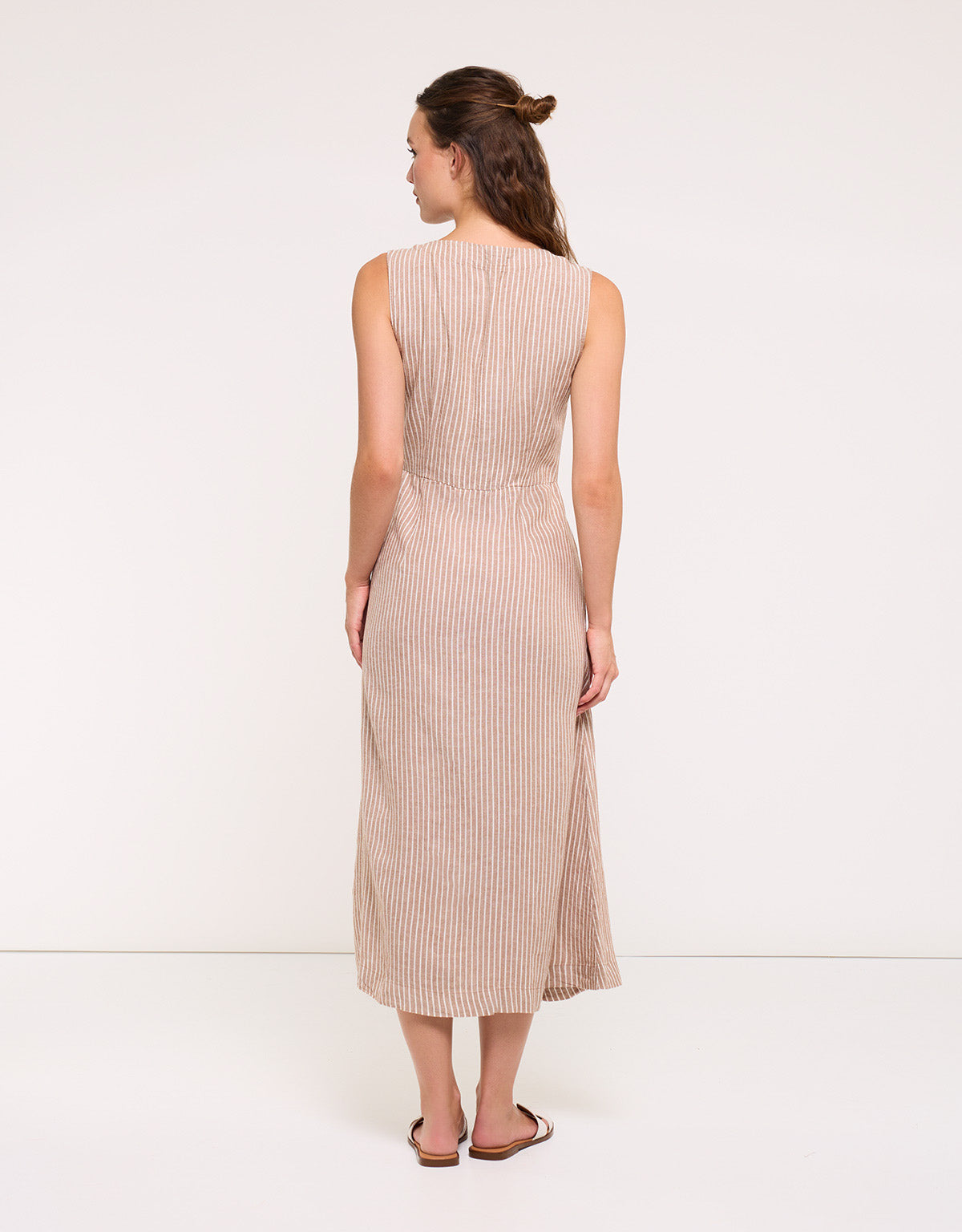 Brown Midi Dress - Coffee Stripe