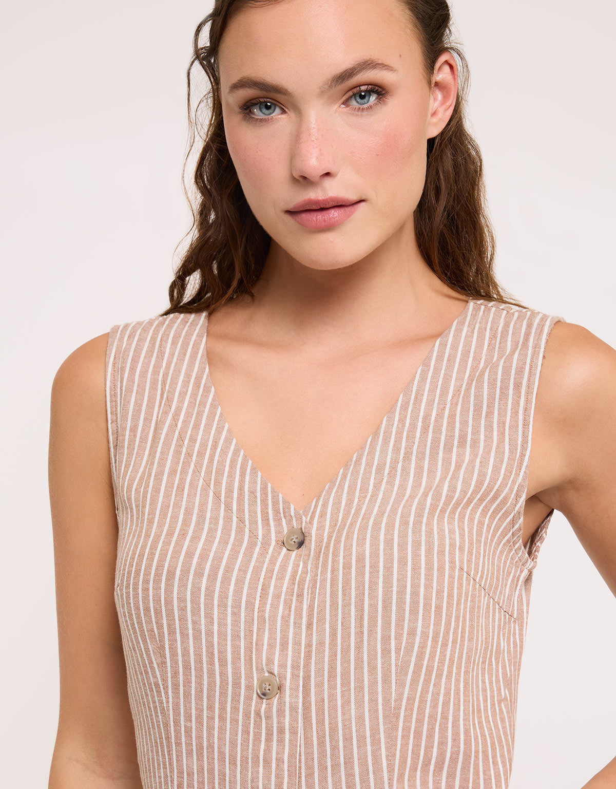 Brown Midi Dress - Coffee Stripe