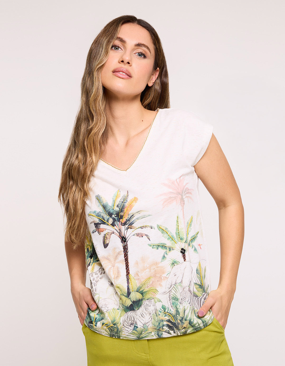 Beige Short Sleeve T-Shirt - Elarka