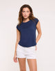 Navy Blue Shoulder Sparkle Detail T-Shirt – Shimero II