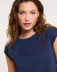 Navy Blue Shoulder Sparkle Detail T-Shirt – Shimero II