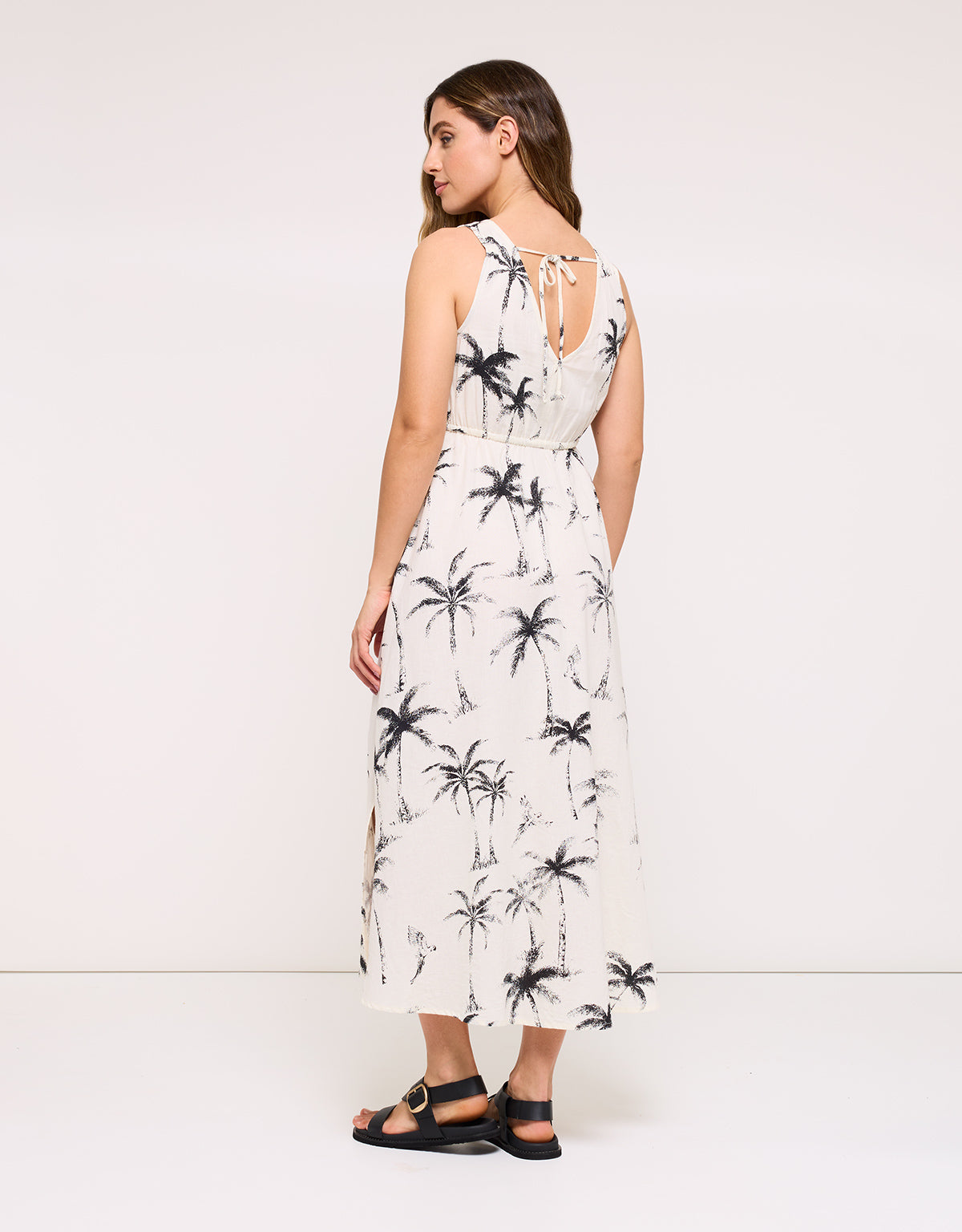 Printed Long White Dress - Blaves