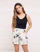 White Palm Tree Print Bermuda Shorts - Blaso