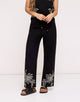 Long Pants with Embroidery Black - Panmore