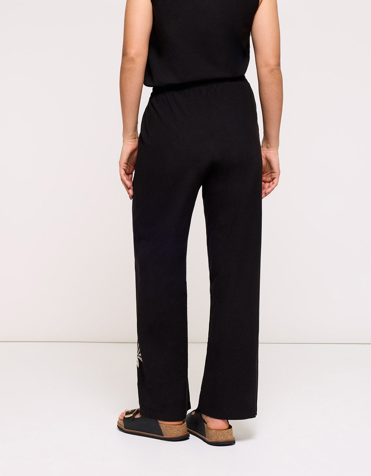 Long Pants with Embroidery Black - Panmore