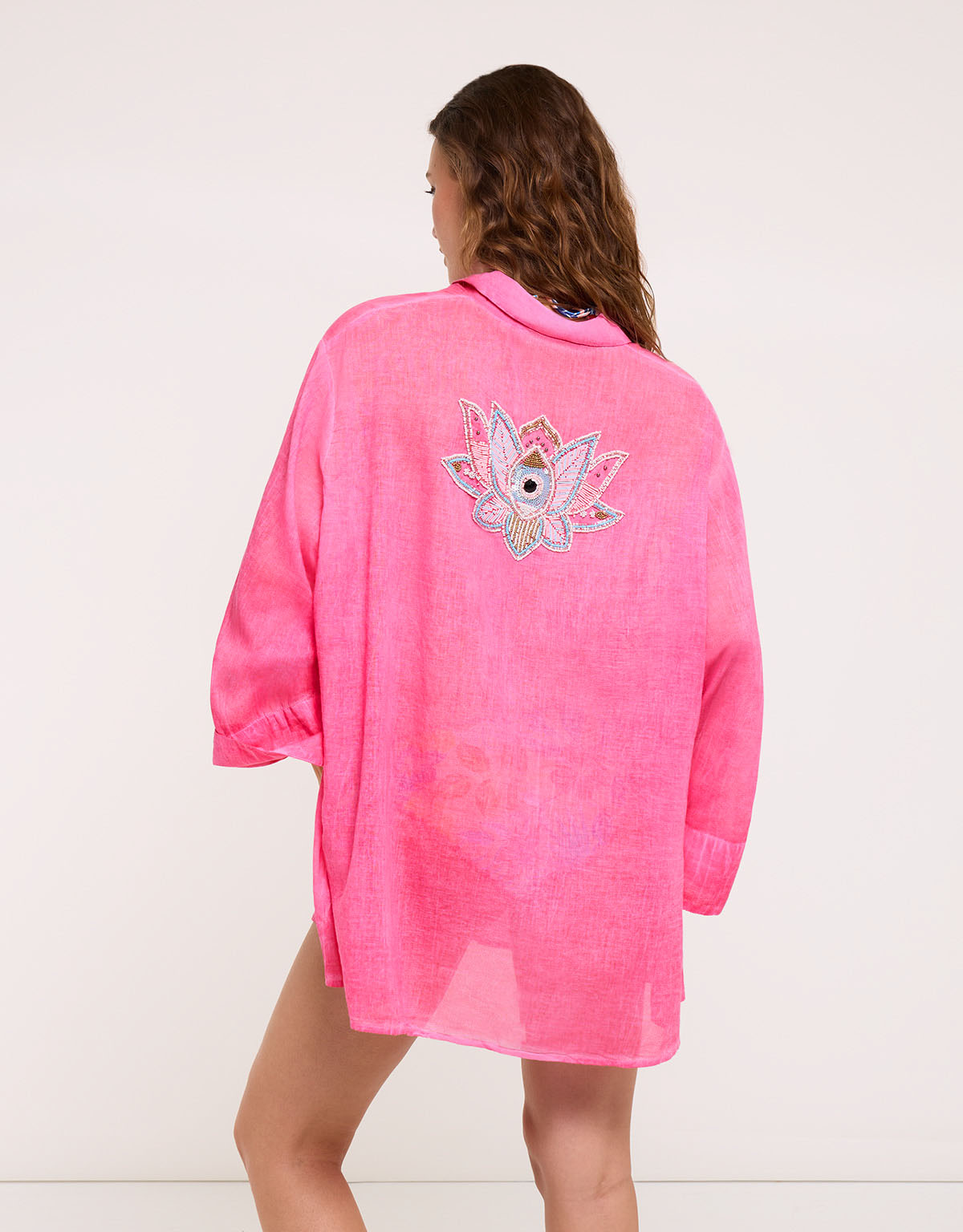 Kaftan Bordado Flor Rosa - Lotorose