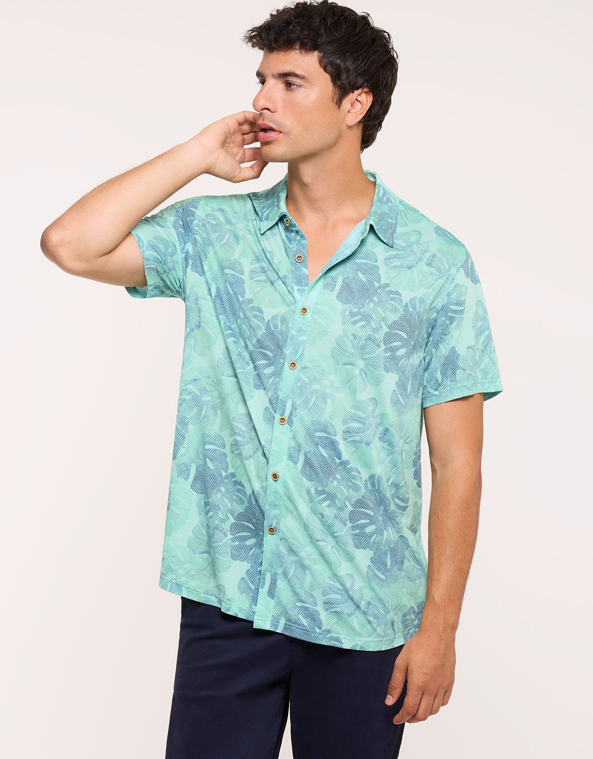 Camisa Manga Corta Turquesa - Folked