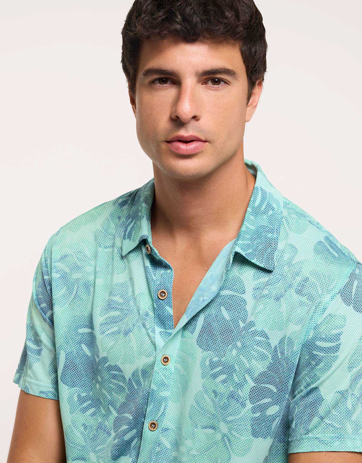 Camisa Manga Corta Turquesa - Folked