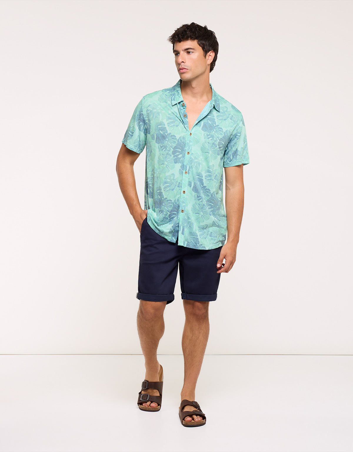 Camisa Manga Corta Turquesa - Folked