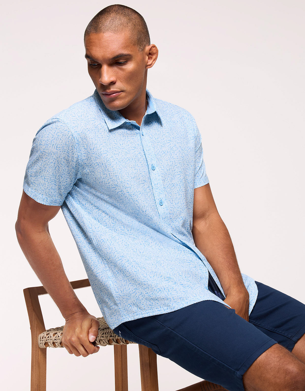 Blue Short-Sleeve Shirt - Uros