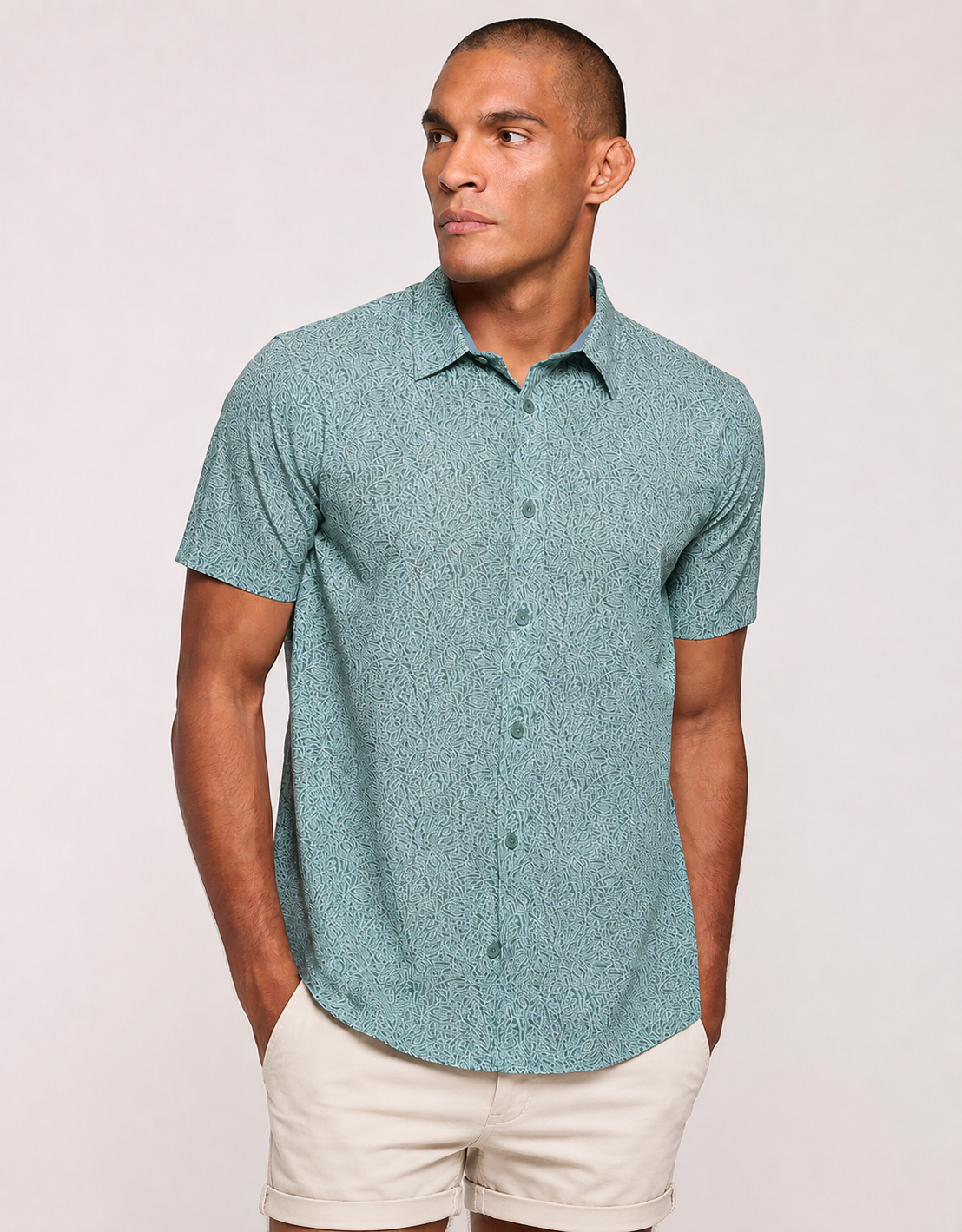 Turquoise Short-Sleeve Shirt - Uros