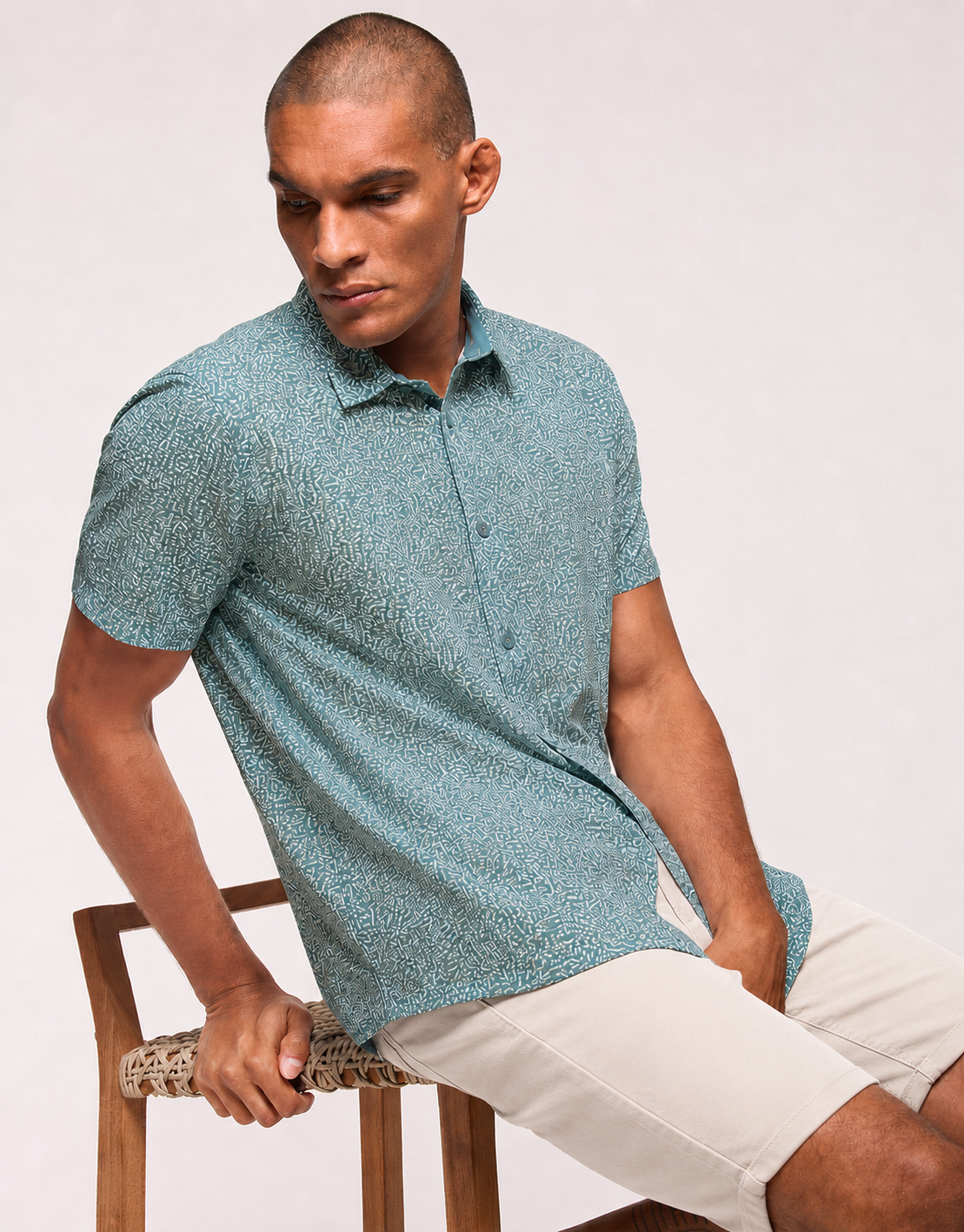 Turquoise Short-Sleeve Shirt - Uros