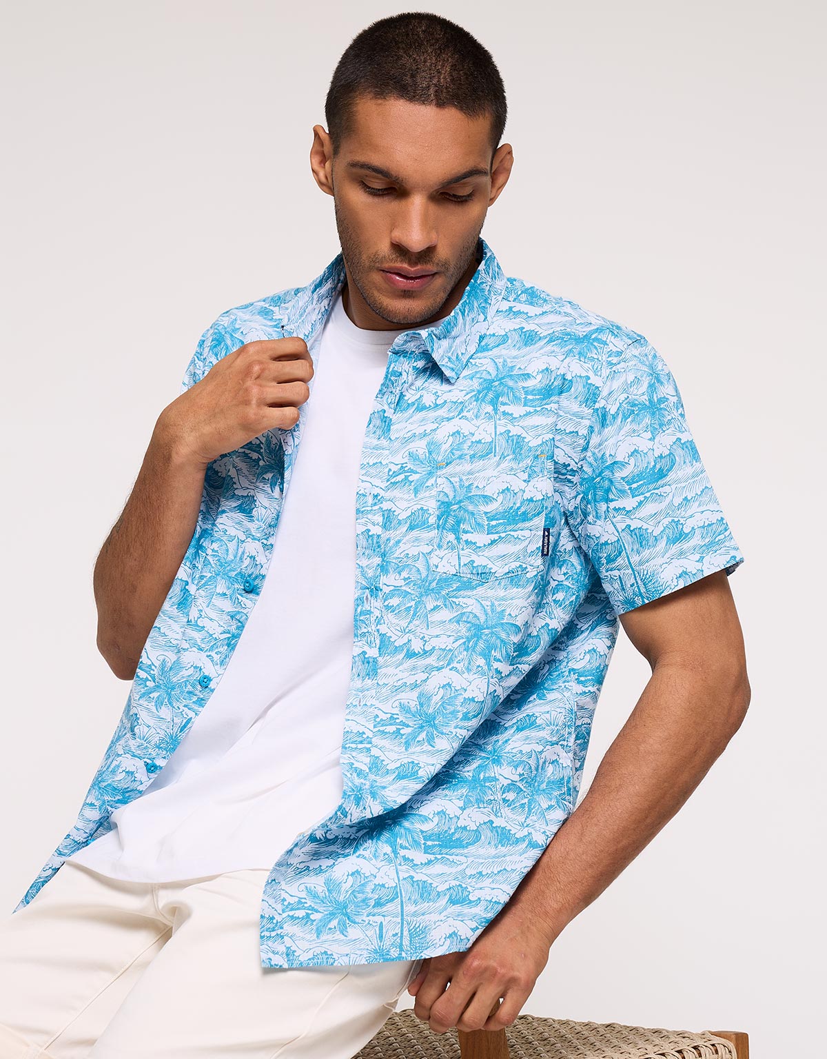 Blue Short-Sleeved Shirt - Nicoleto