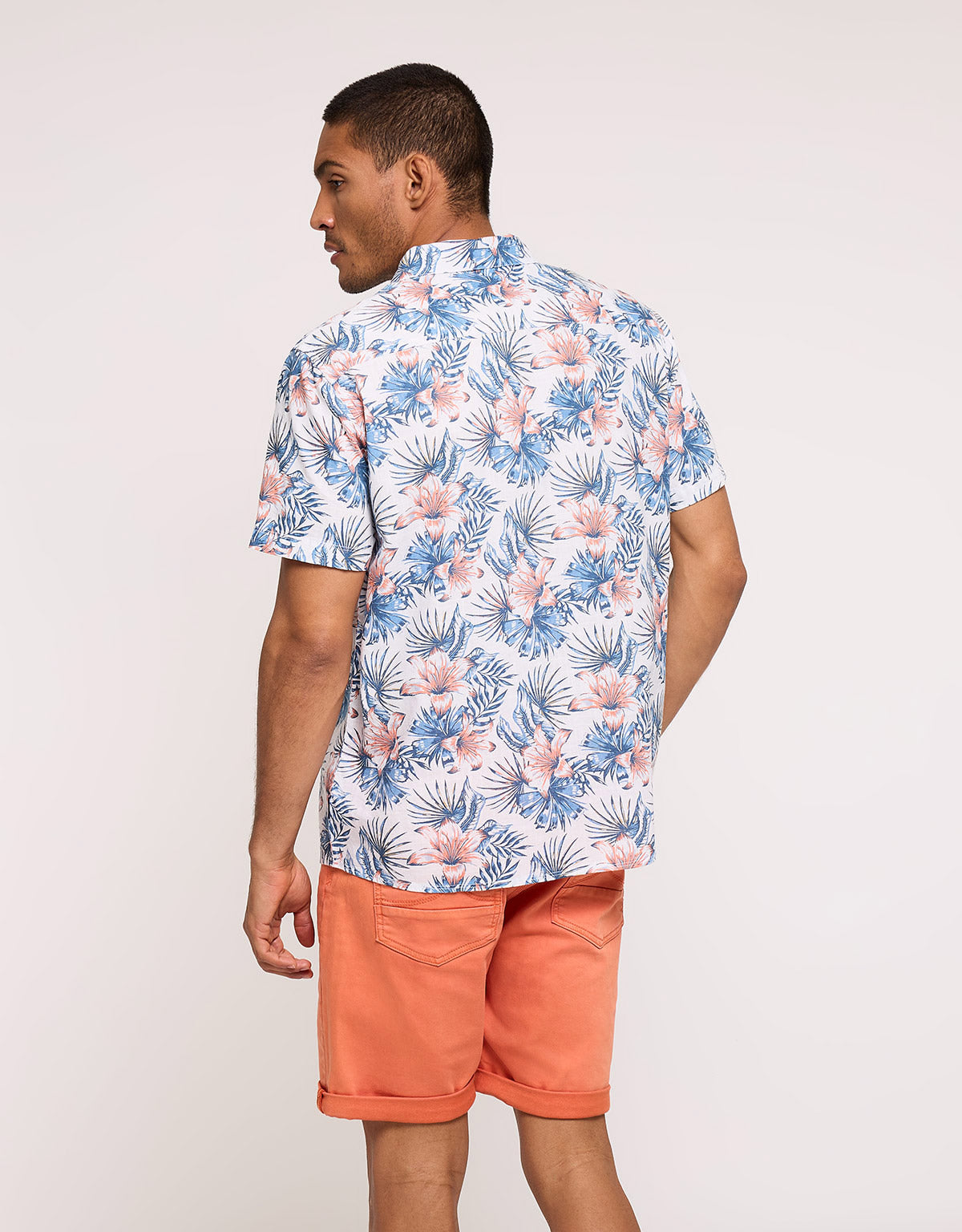 Camisa Flores Manga Corta Blanco - Bikor 3