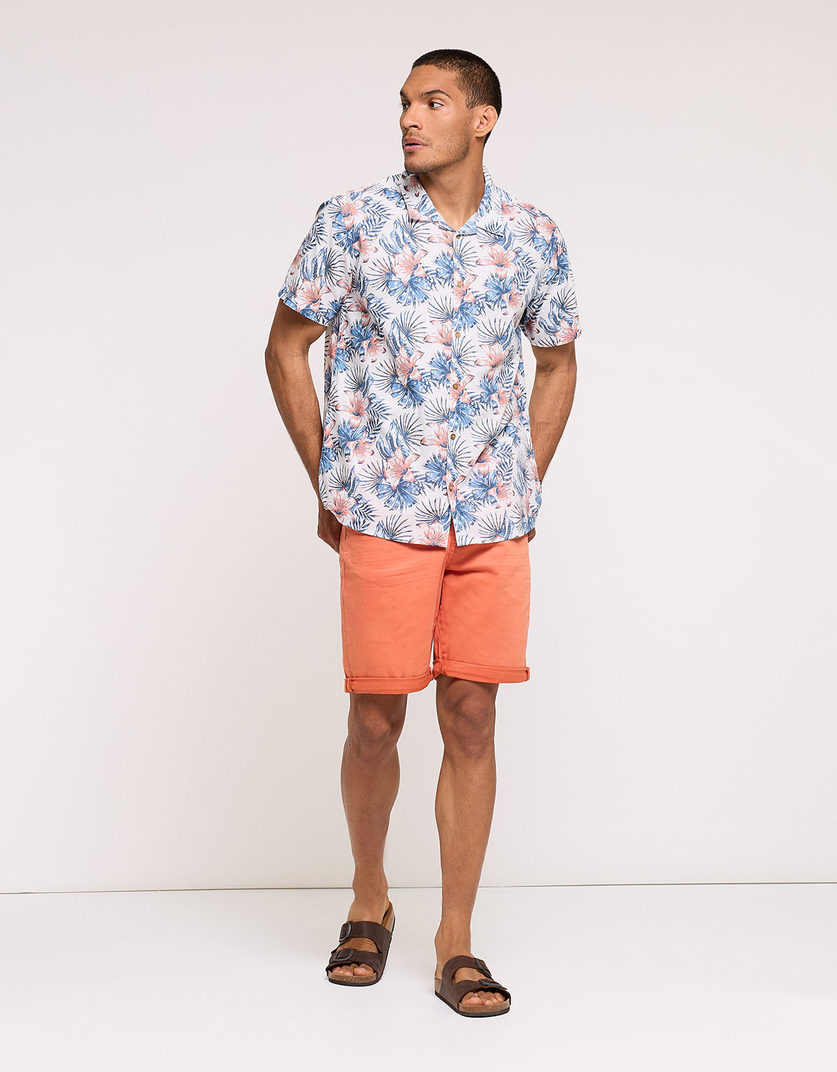 Camisa Flores Manga Corta Blanco - Bikor 7