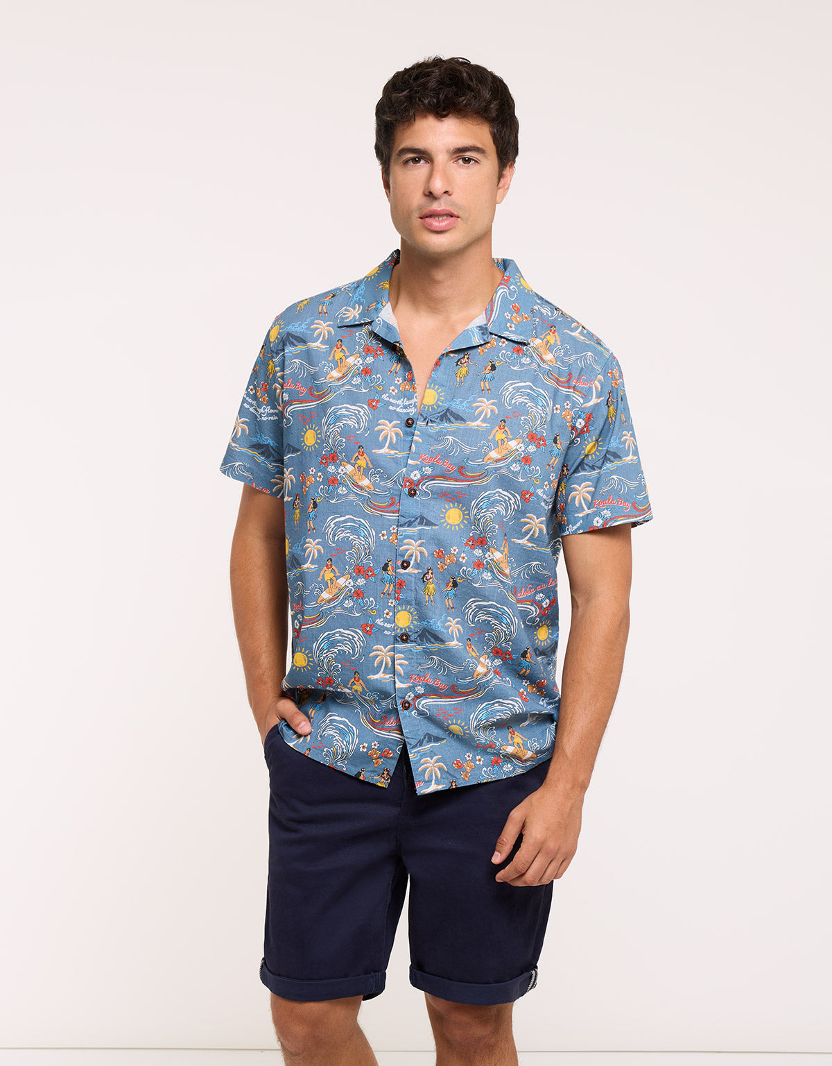 Camisa Manga Corta Azul - Hulini