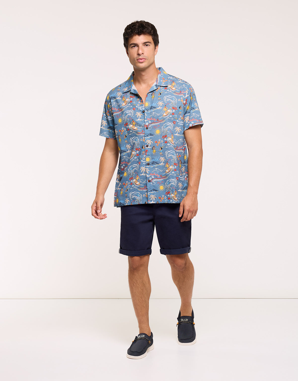 Camisa Manga Corta Azul - Hulini 5