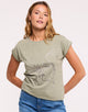 Khaki Butterfly Print T-shirt - Kalosama