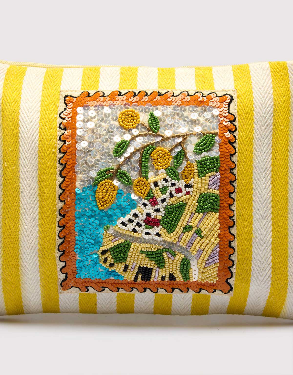 Natural Yellow Handbag - 2flower Floc
