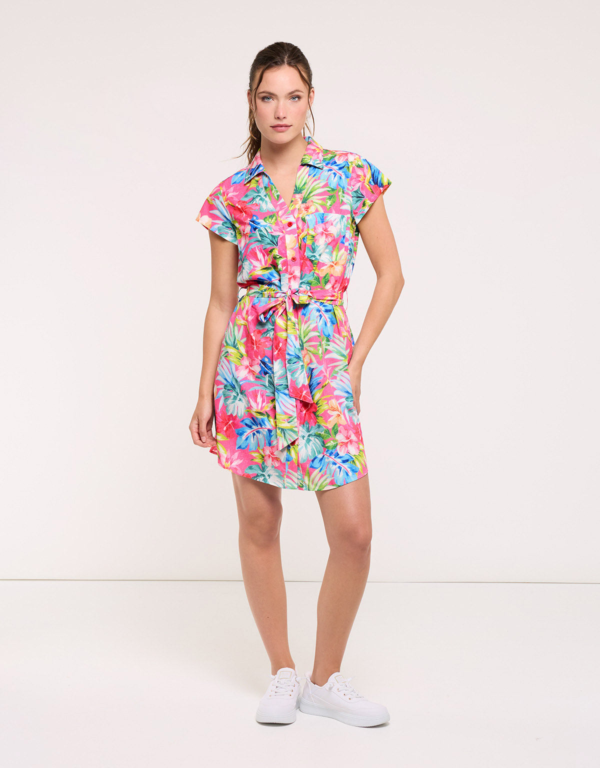 Vestido Corto Rosa con Lazo - Suly 3