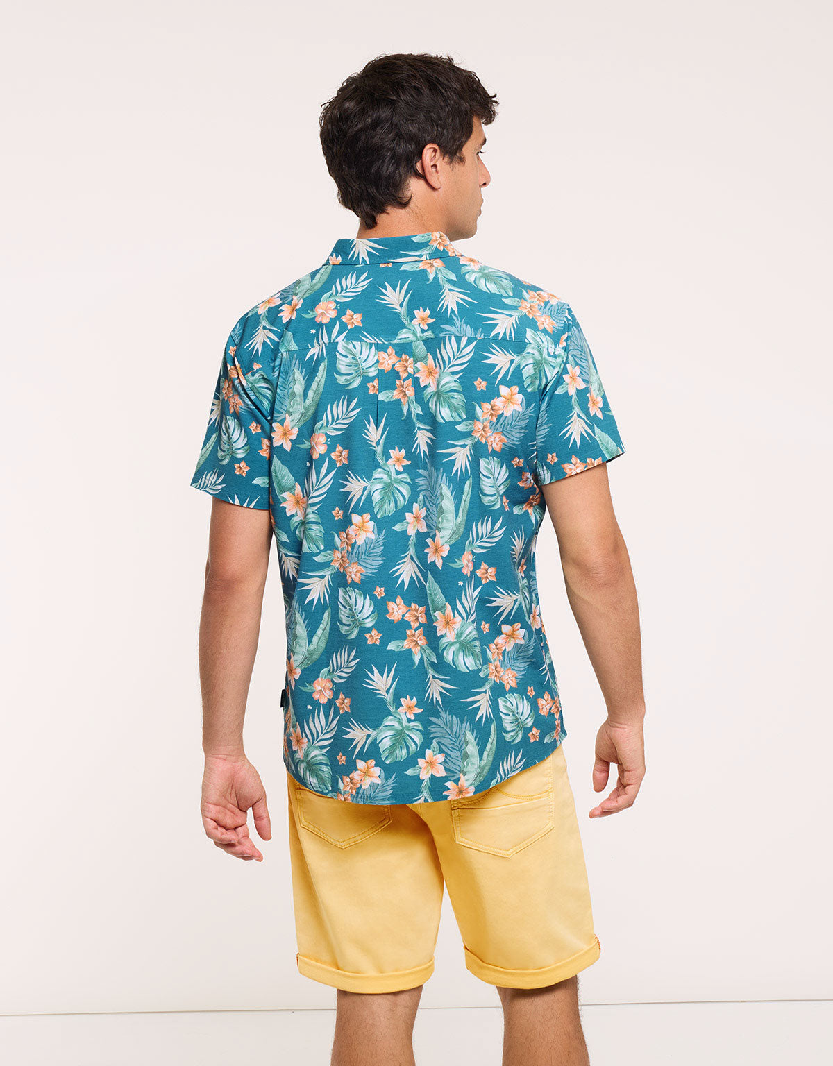 Camisa Flores Manga Corta Azul - Fiji 3