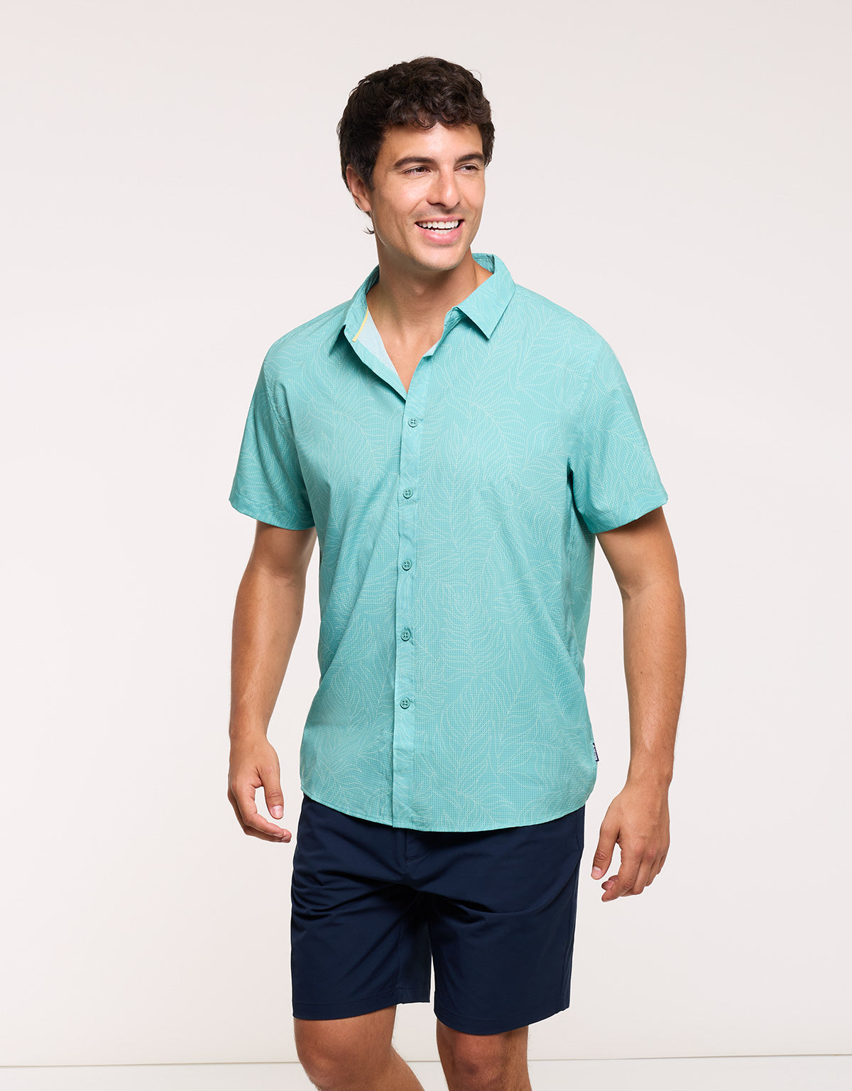 Camisa Estampado Tropical Turquesa - Furami 1