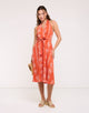 Vestido Midi Naranja con Lazo - Galia