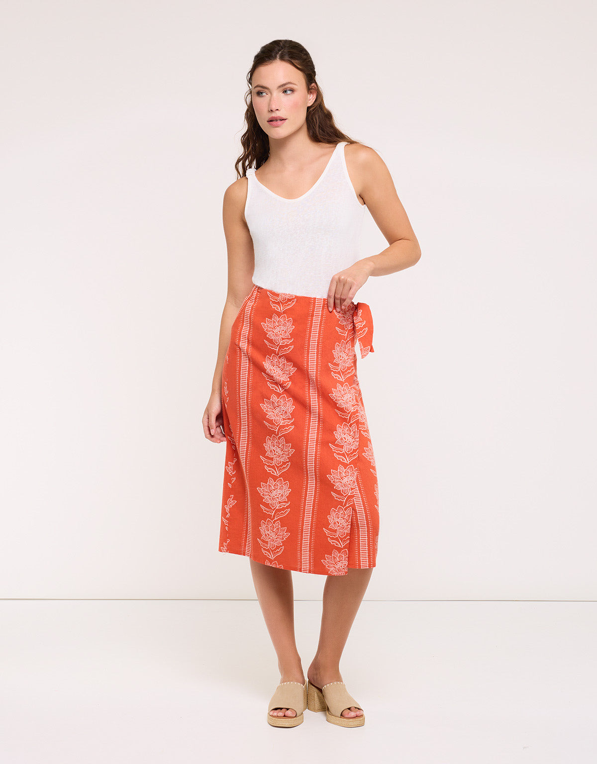 Falda Midi Naranja con Lazo - Gilia 5