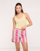 Short Botones Rayas Rosa - Dovena