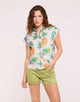Camisa Colibríes Manga Corta Beige - Calibris