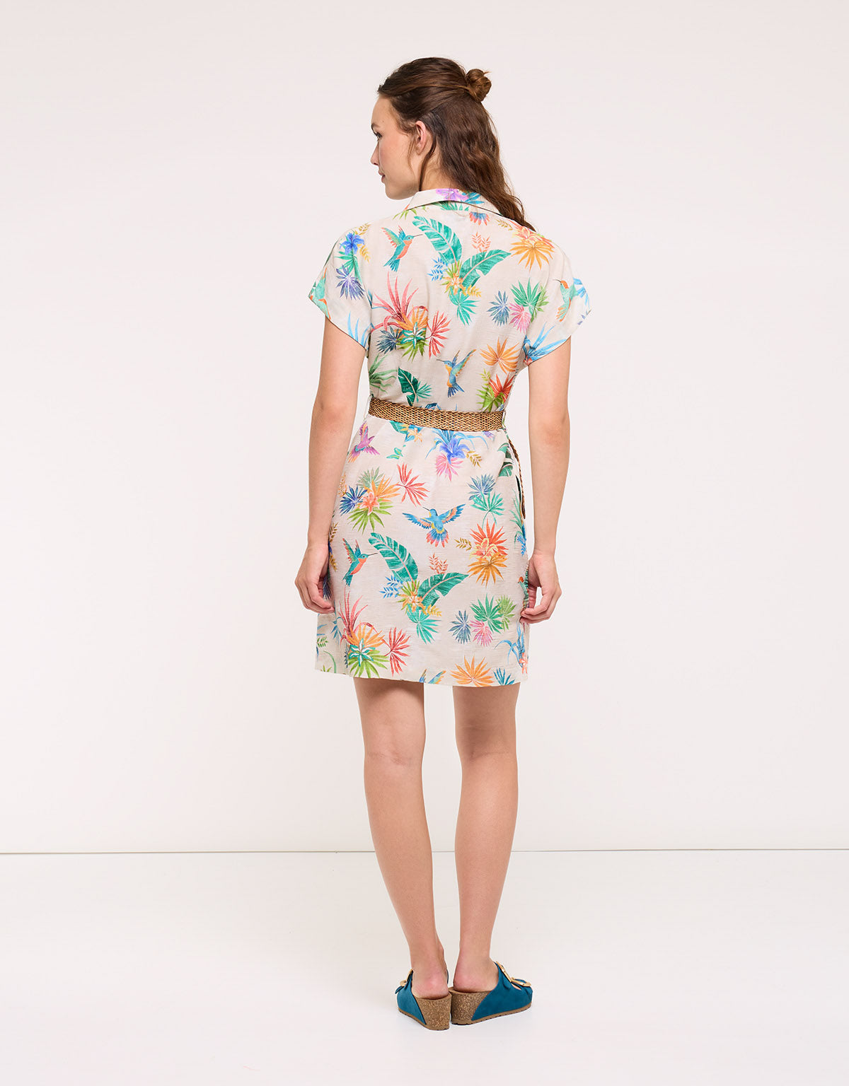 Hummingbird Shirt Dress with Belt – Calimea