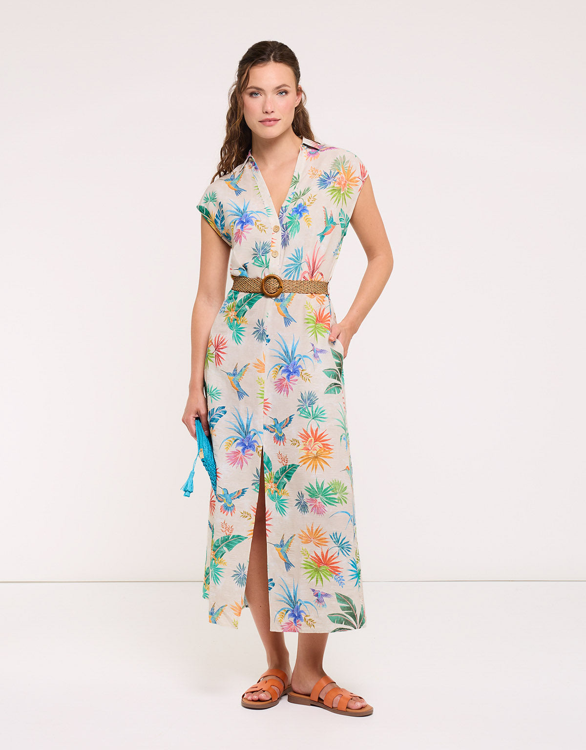 Long Hummingbird Dress with Belt – Tropica