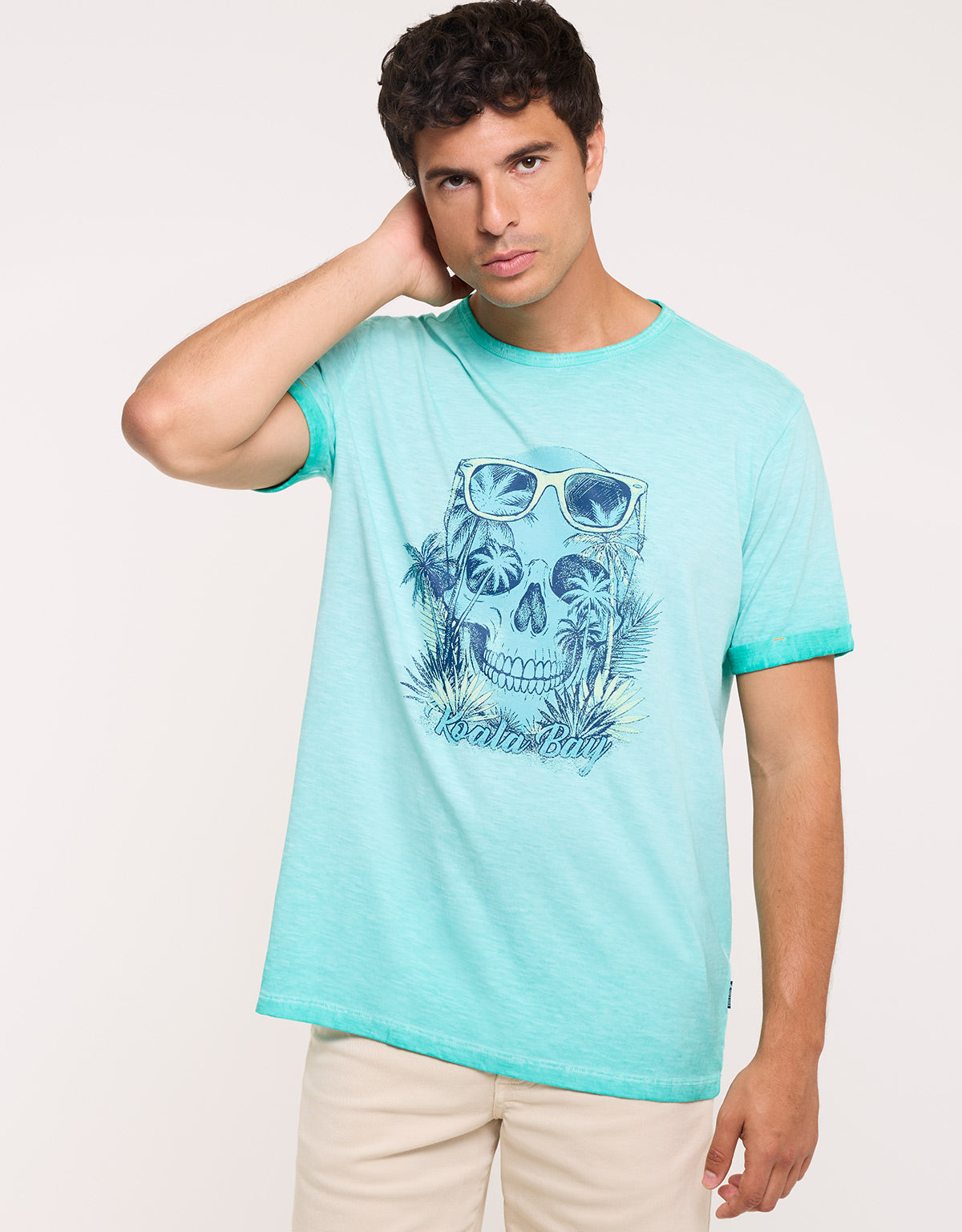 Camiseta Calavera Manga Corta Azul - Skullbay