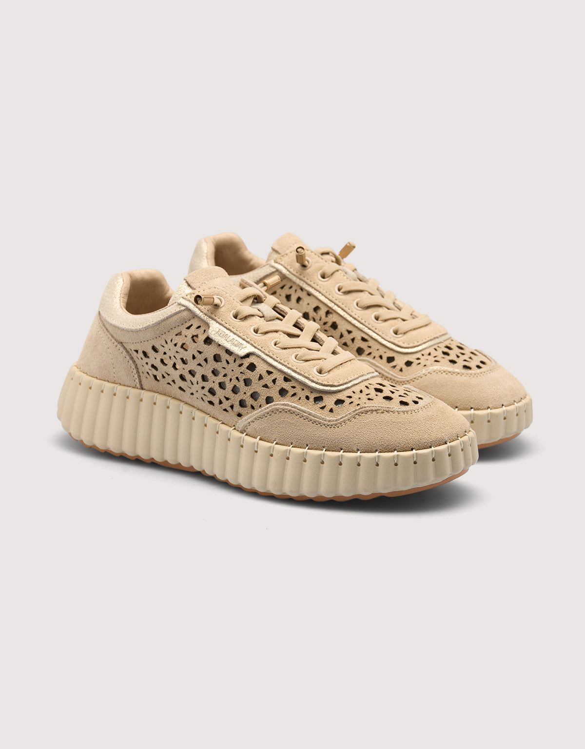 Gold Perforated Leather Sneakers - Sienna