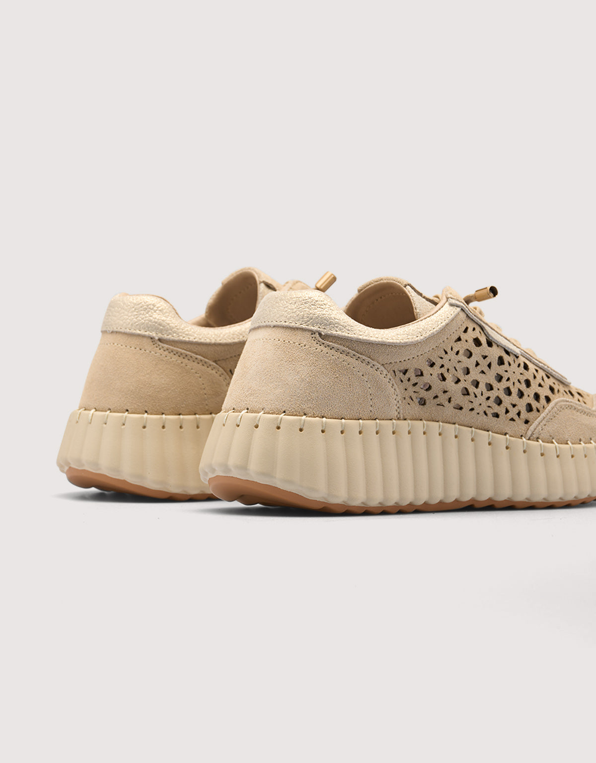 Gold Perforated Leather Sneakers - Sienna