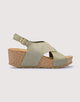 Suede Wedge Sandal in Olive Green – Osuna