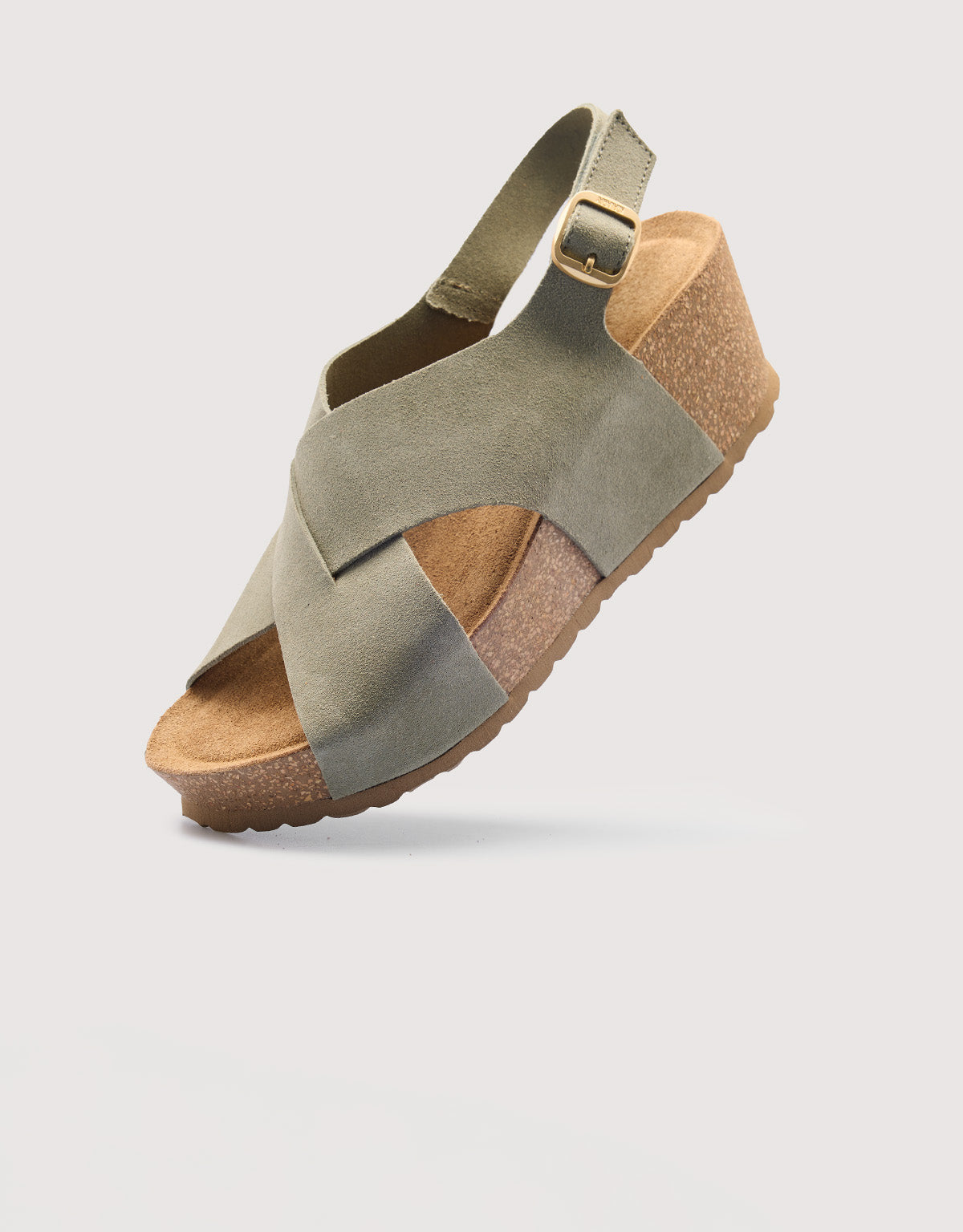 Suede Wedge Sandal in Olive Green – Osuna