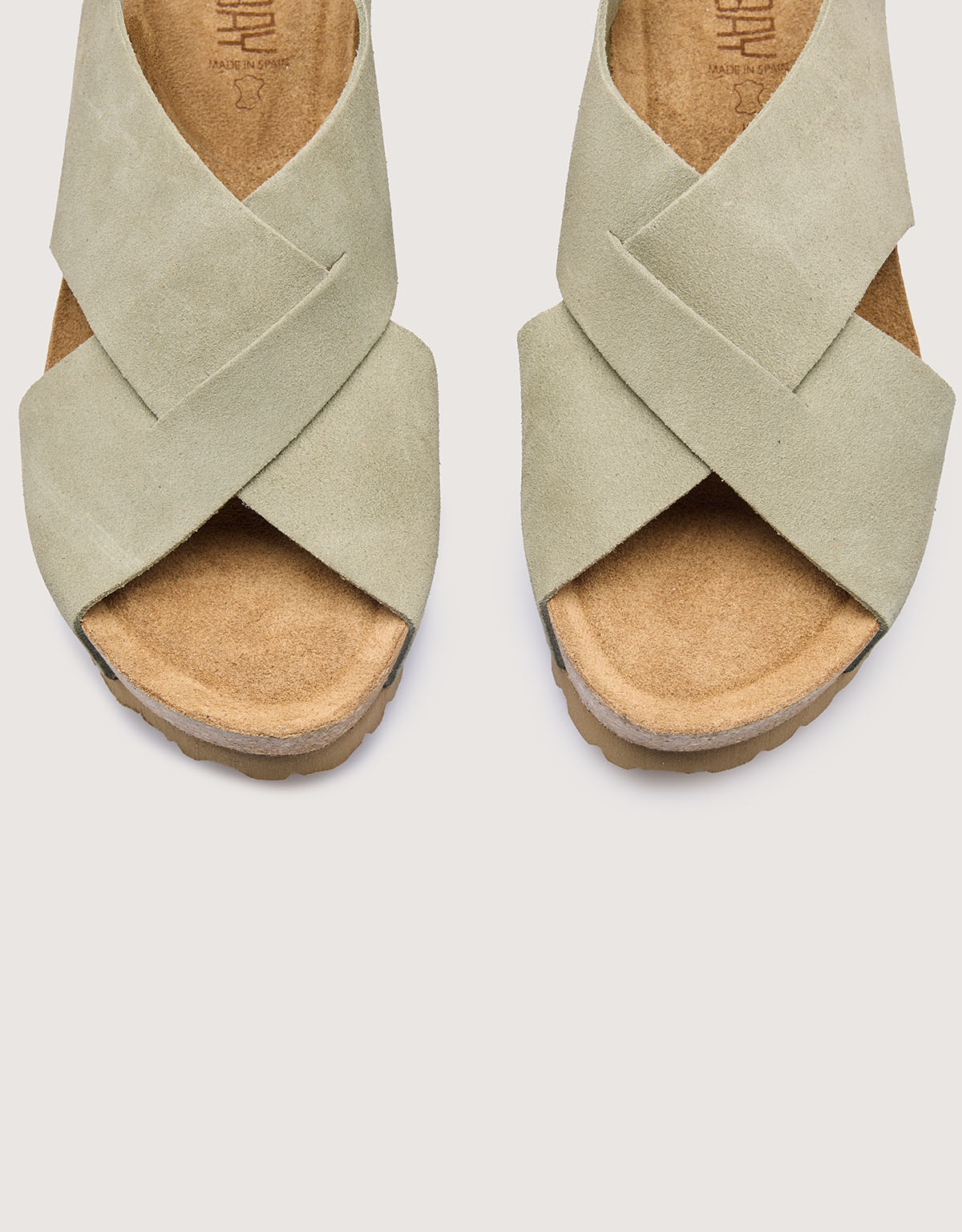 Suede Wedge Sandal in Olive Green – Osuna