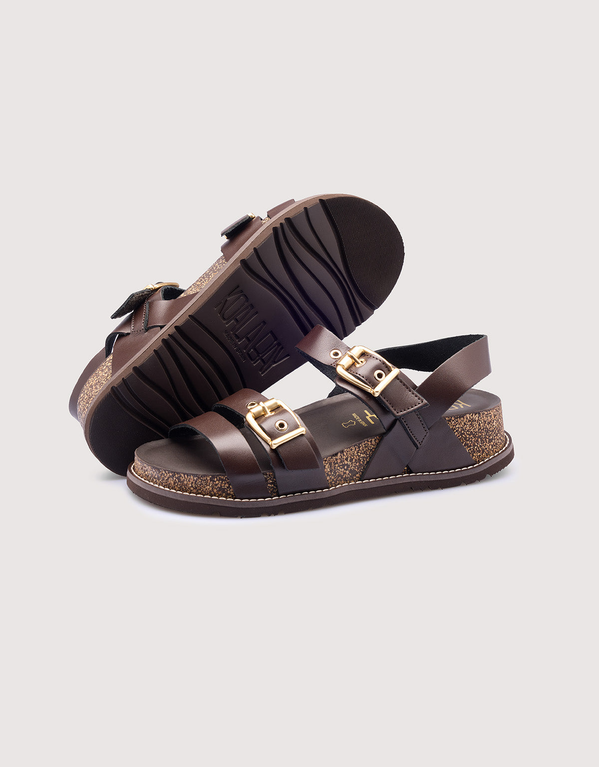 Brown Leather Wedge Sandals - Aracena