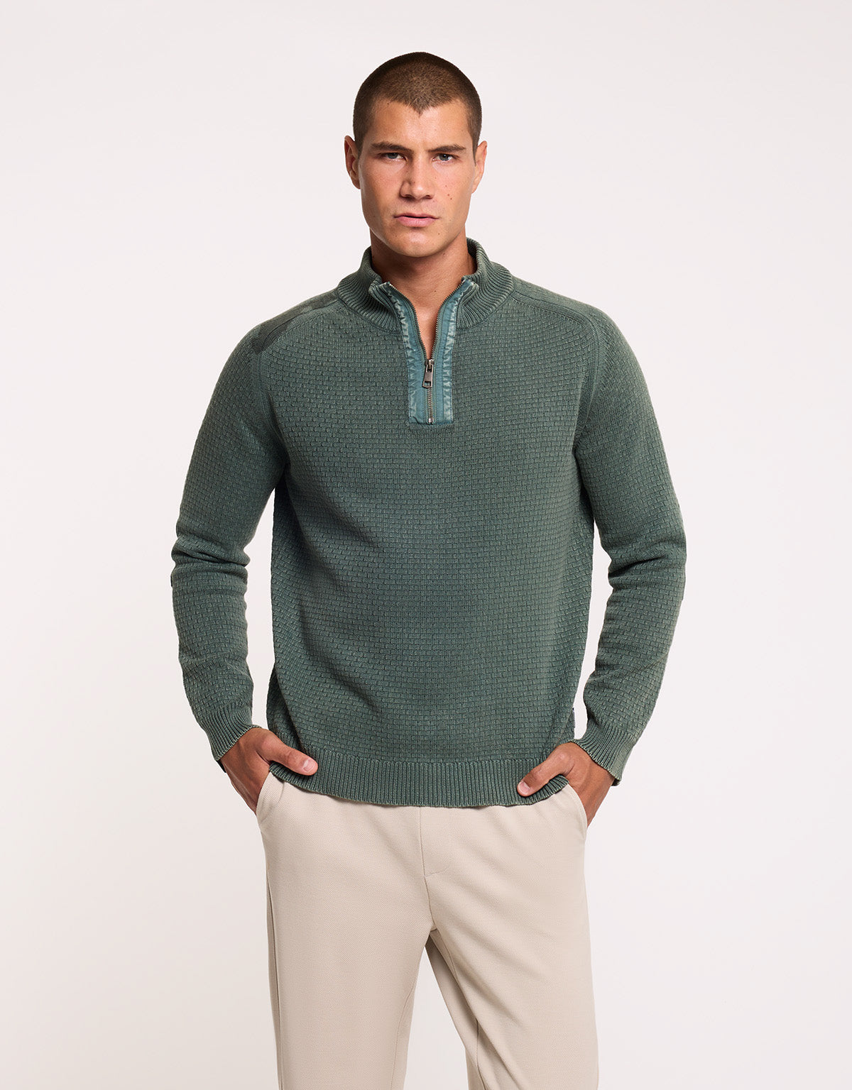 Jersey con Cremallera Verde - Dougie