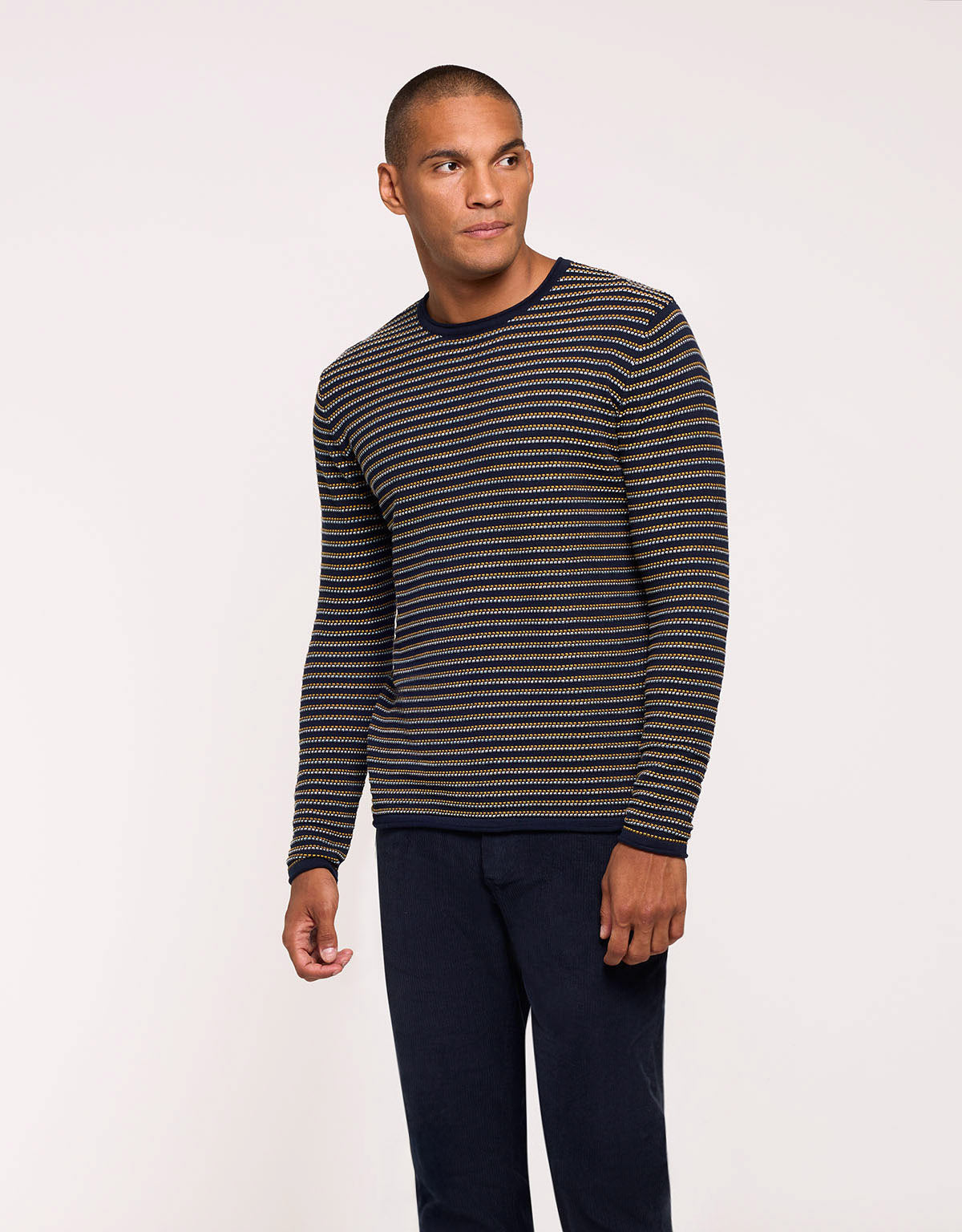 Navy Blue Long Sleeve Sweater - Bazini