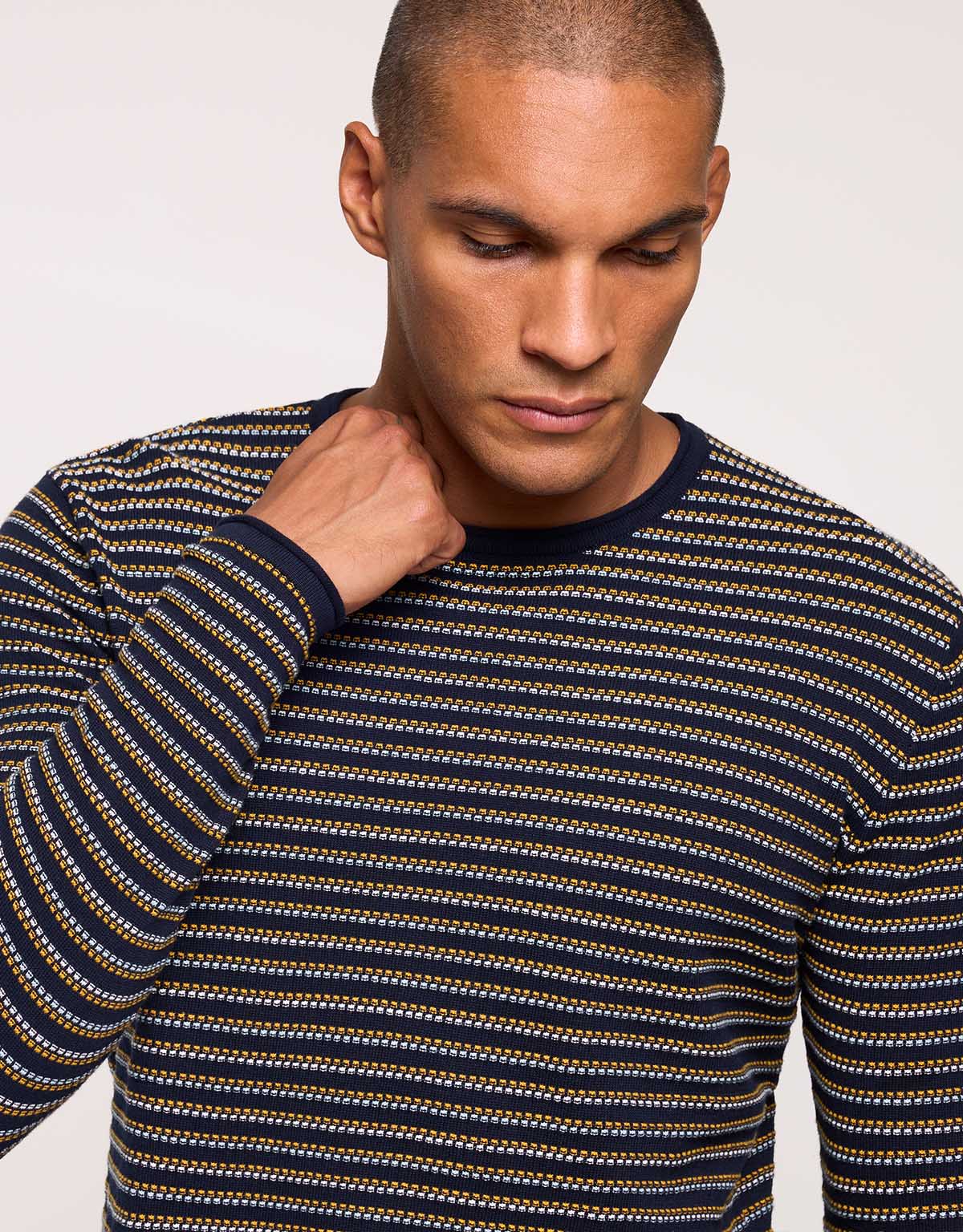Navy Blue Long Sleeve Sweater - Bazini