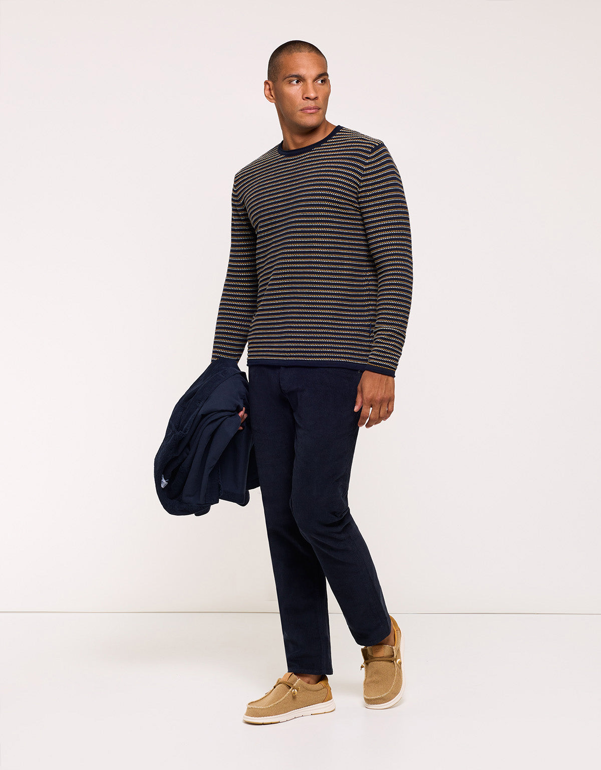 Navy Blue Long Sleeve Sweater - Bazini