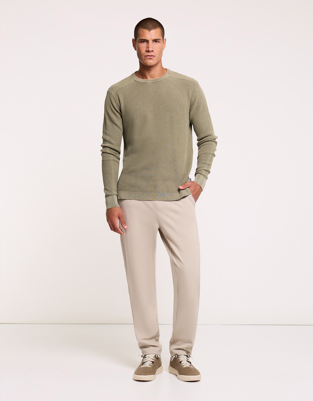 Khaki Textured Sweater - Milt