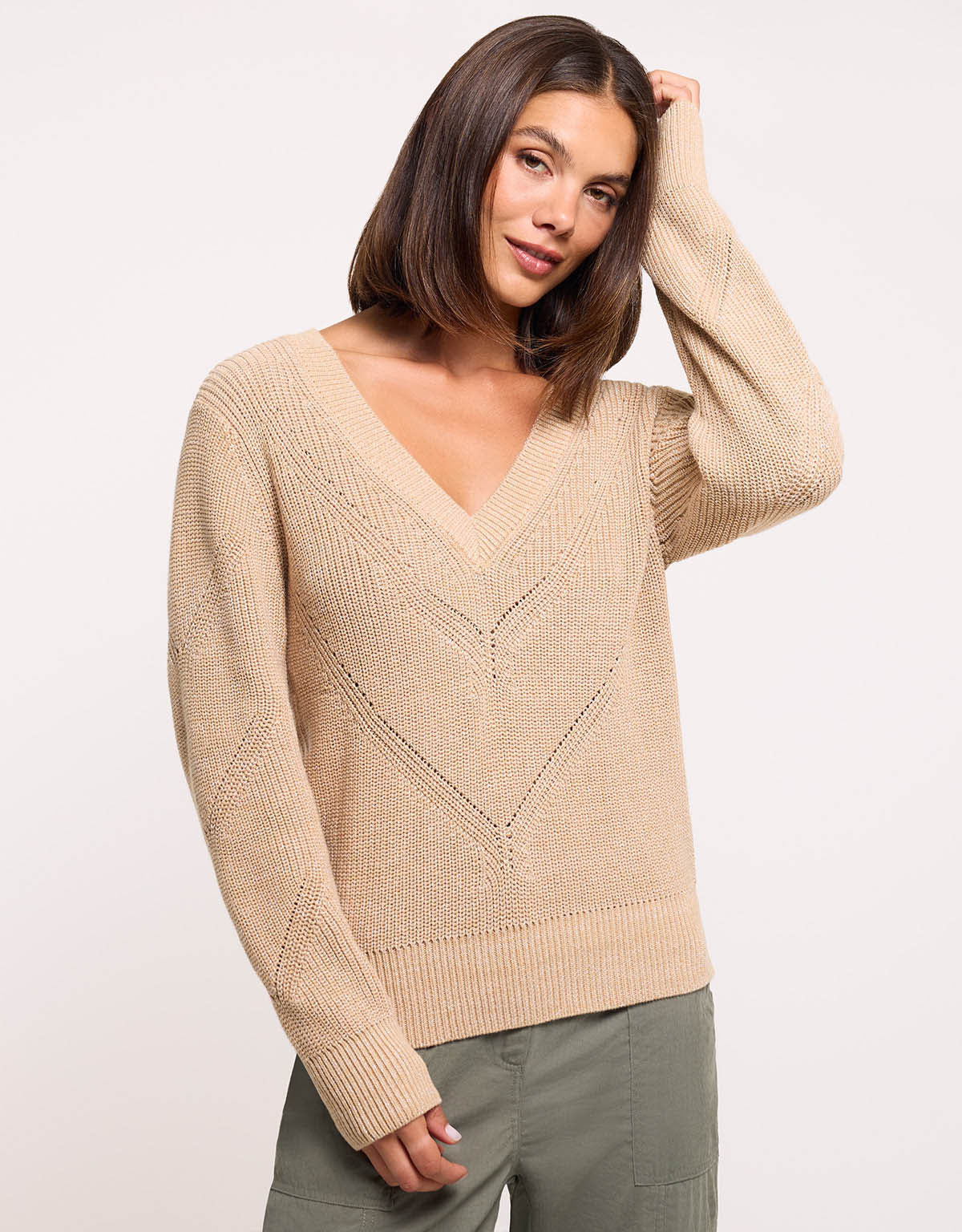 Jersey Manga Larga Beige - Glitter