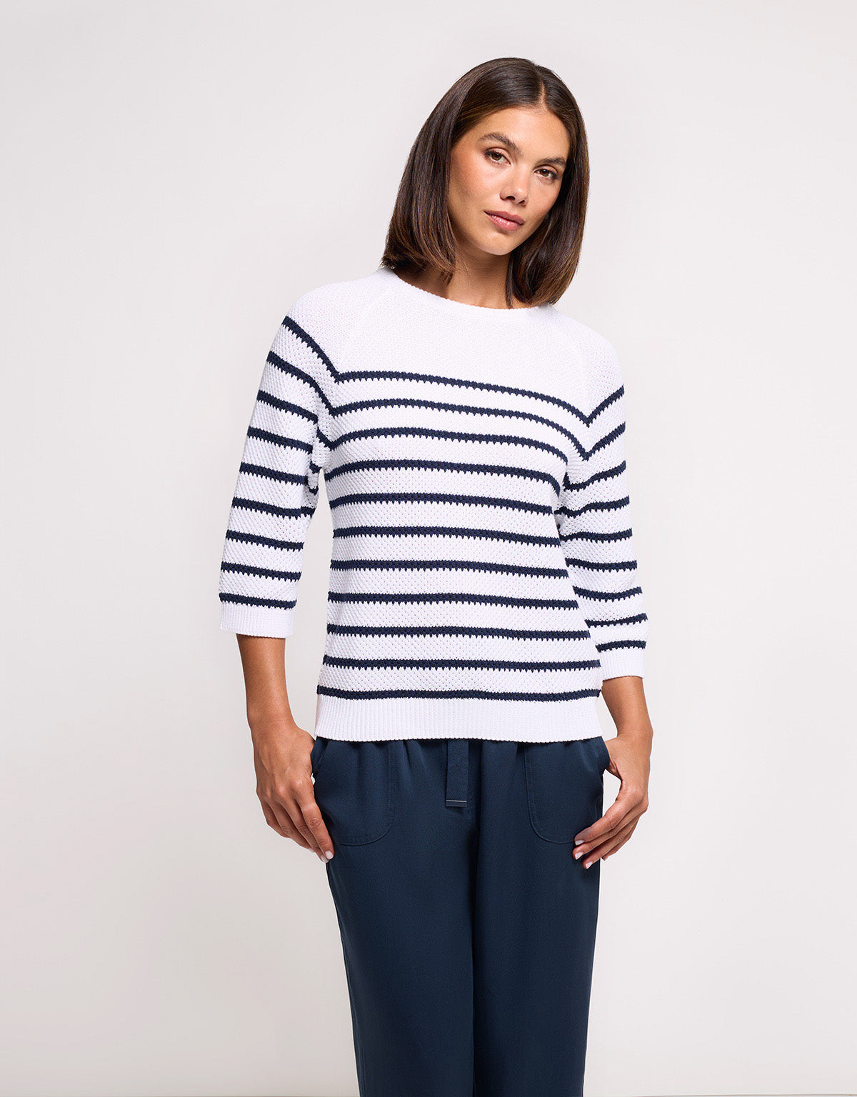 Long Sleeve Jumper White Striped - Zibri II